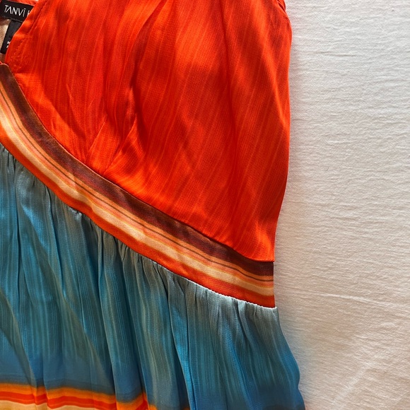 NWT Anthropologie Tanvi Kedia V-Neck Silky Colorblock Midi Dress size S - Picture 10 of 13